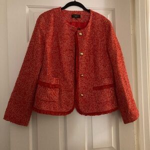 NWT Talbots Red/White Tweed Blazer with Gold Buttons